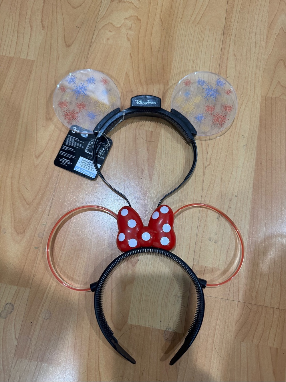 Set of 2 Disney Red Minnie Bow and fireworks Light-Up Ears Headbands